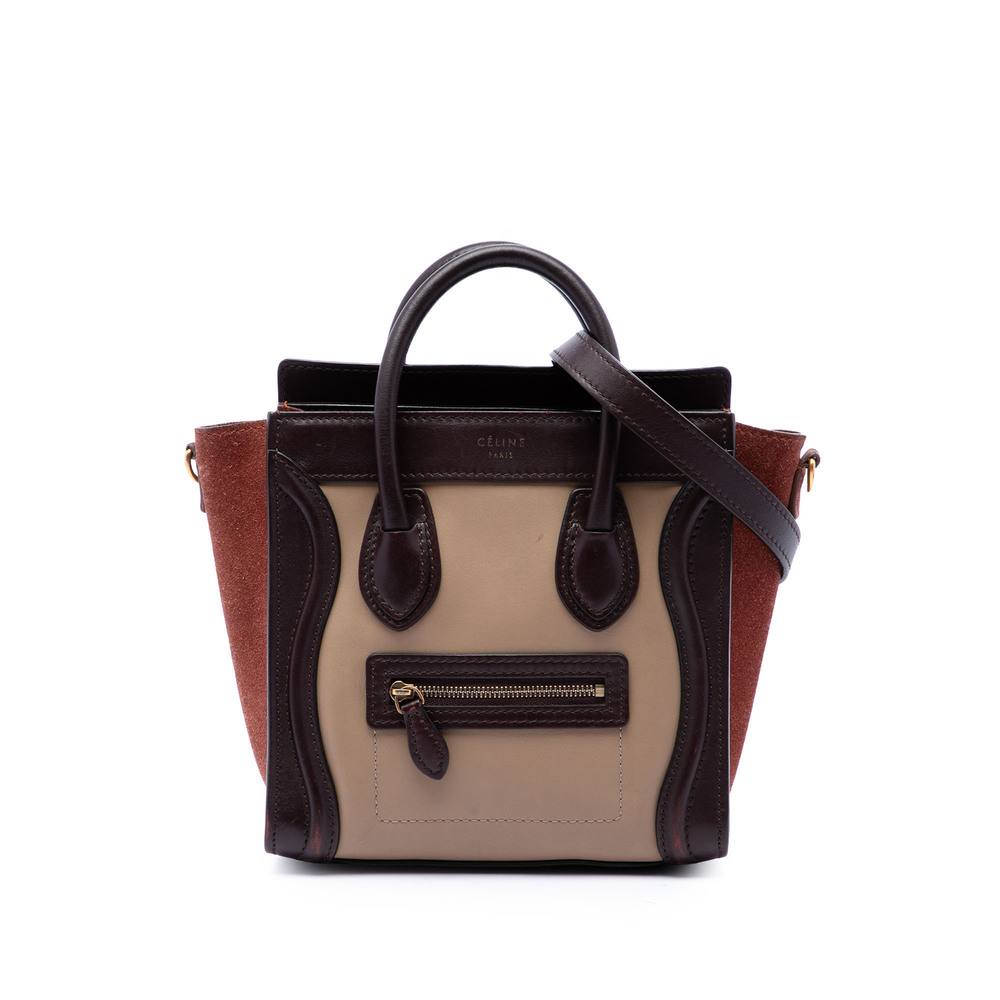 Pre-Loved Celine Nano Tricolor Calfskin and Suede Luggage Tote